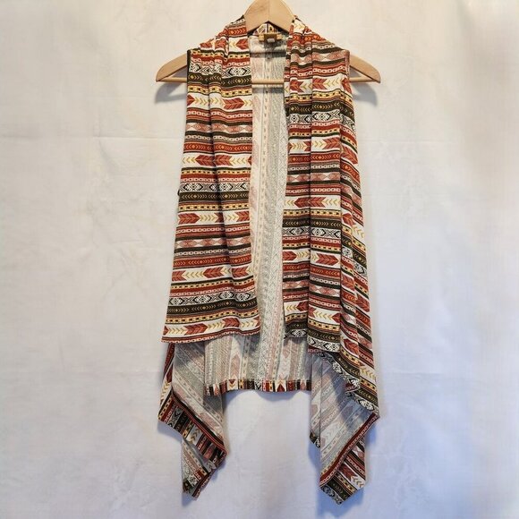 Wrangler Sleeveless Cardigan‎ Waterfall Draped Vest Aztec Asymmetrical Women's L - Picture 1 of 5